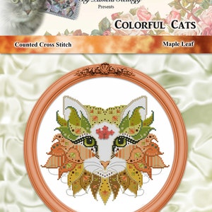 Colorful Cats Merlin Halloween Counted Cross Stitch Pattern Instant Digital PDF Download by Pamela Kellogg image 9