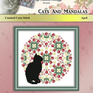 Complete Set Of 12 Cats And Mandalas Cross Stitch Pattern Leaflet Series with Free Shipping by Pamela Kellogg image 5