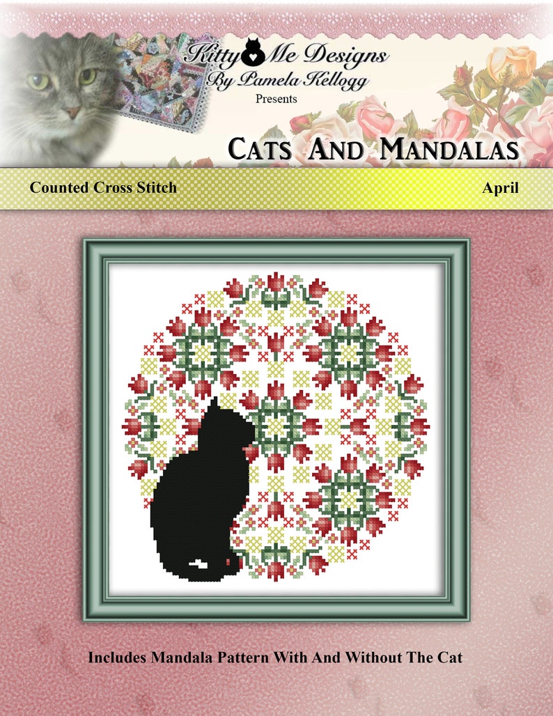 Complete Set Of 12 Cats And Mandalas Cross Stitch Pattern Leaflet Series with Free Shipping by Pamela Kellogg image 5