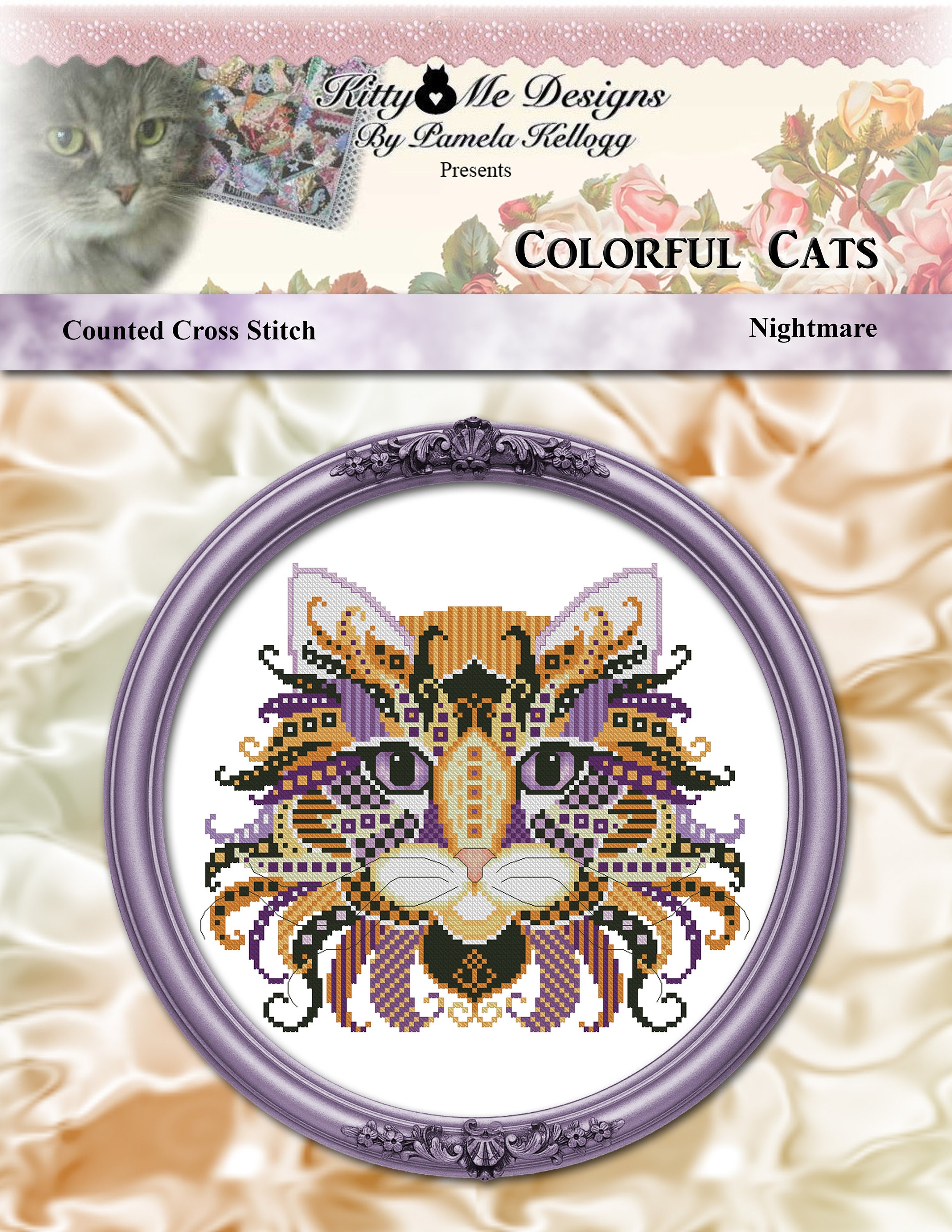 Colorful Cats Exclusive Kitty Counted Cross Stitch Pattern Leaflet