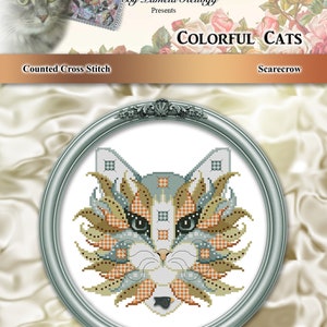 Colorful Cats Merlin Halloween Counted Cross Stitch Pattern Instant Digital PDF Download by Pamela Kellogg image 5