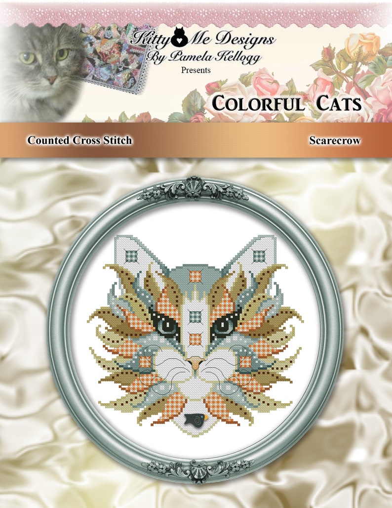 Colorful Cats Merlin Halloween Counted Cross Stitch Pattern Instant Digital PDF Download by Pamela Kellogg image 5