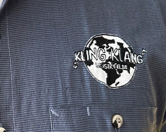 Kling Klang MUSIKFILM Studios Custom Embroidered Work Shirt Upcycled RED KAP Kraftwerk Wolfgang