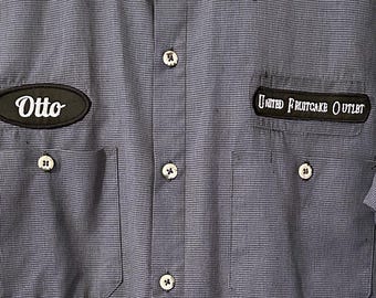 Upcycled RED KAP Work Shirt: Custom 'Otto Repo Man' Embroidery