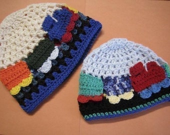 Sugar Cane Train Beanie and Scarf crochet pattern.