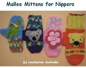 Mallee Mittens for Nippers - (crochet patterns)