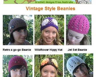 Vintage Style Beanies - crochet patterns