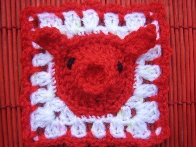 Year of the pig square, motif and baby gifts crochet pattern image 1