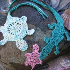 Australian Reptiles of the Water Crocodiles and Turtles crochet bookmarks and motifs image 1