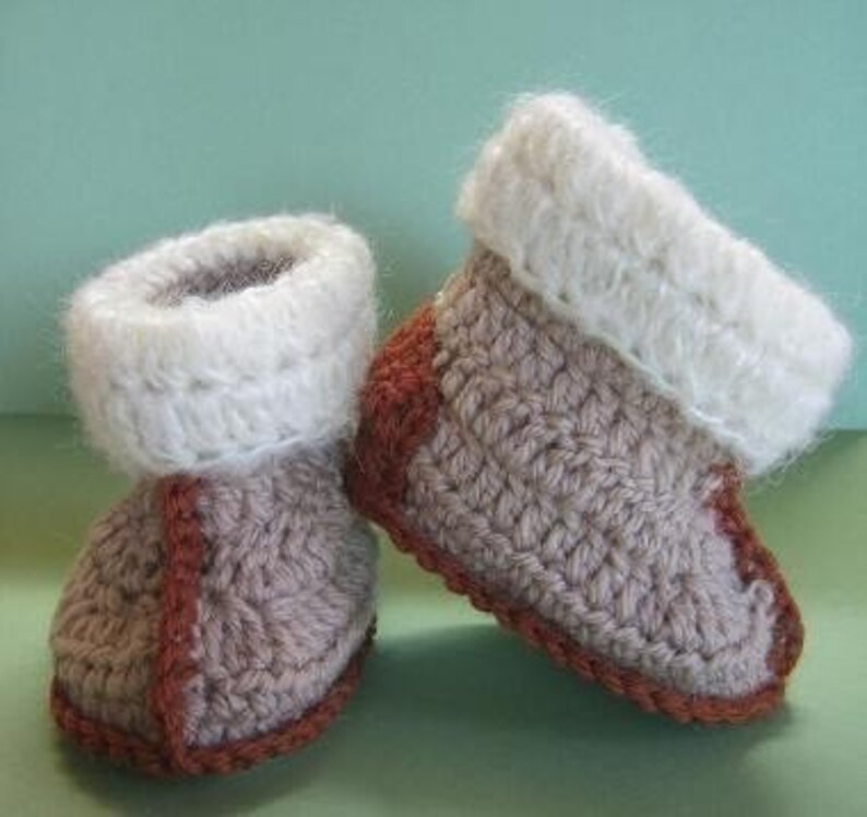 Aussie Snuggly Ugg Crochet Booties baby toddler size crochet patterns image 1