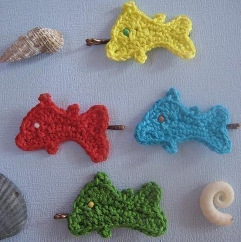 Aussie Beach Hair Accessories crochet patterns fish, seahorse, turtle image 2