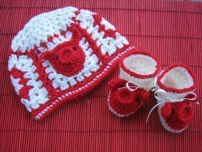 Year of the pig square, motif and baby gifts crochet pattern image 3