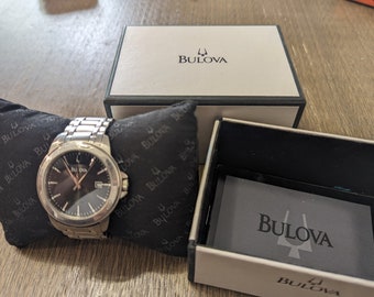 Vintage Bulova herenhorloge van roestvrij staal met originele doos