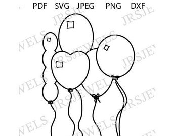 Hand Drawn Balloons, svg, png, jpeg, dxf, pdf Instant Digital Download