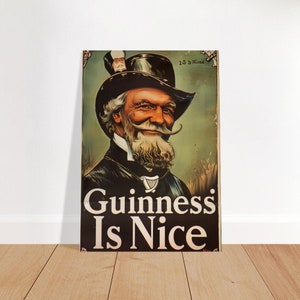 Vintage-Style "Guinness is Nice" Pub Poster, Irish Bar Wall Art A1 (59.4 x 84.1  cm)