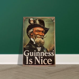 Vintage-Style "Guinness is Nice" Pub Poster, Irish Bar Wall Art 50x75 cm / 20x30″