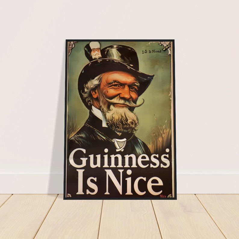 Vintage-Style "Guinness is Nice" Pub Poster, Irish Bar Wall Art 70x100 cm / 28x40″