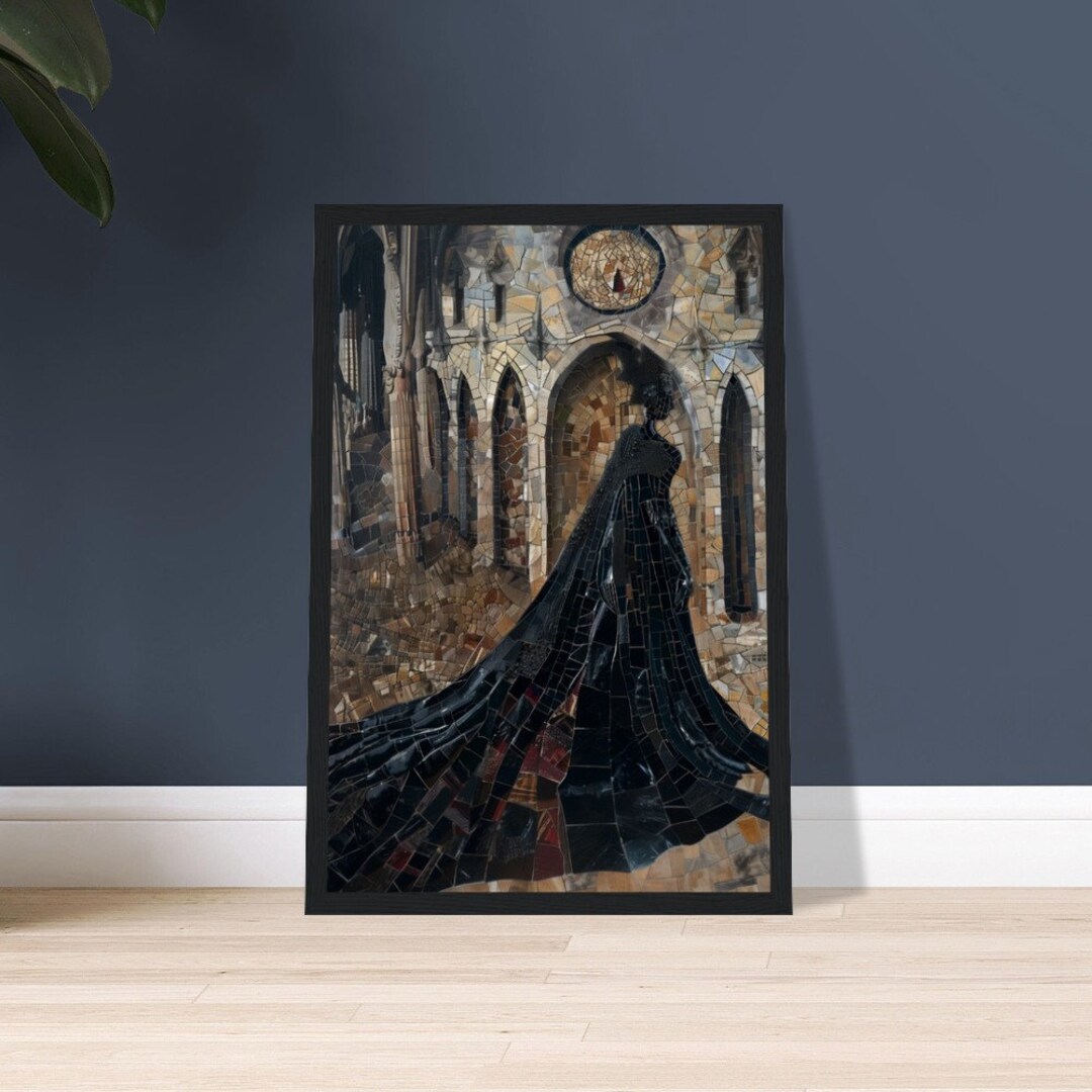 Gothic Witch Queen Mosaic Art Print, Dark Fantasy Cathedral Wall Decor ...