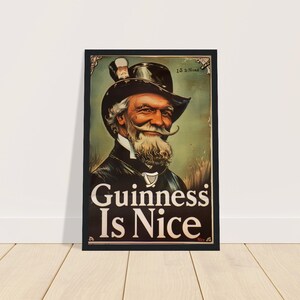 Vintage-Style "Guinness is Nice" Pub Poster, Irish Bar Wall Art image 3