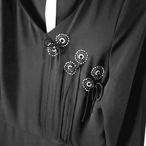 FREE PEOPLE Vintage Y2K Black Beaded Rhinestone Long Sleeve Mini Dress Sz 12 NEW image 1
