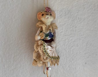 KATHERINE’S COLLECTION 90s Dancing Angelina Ballerina Mouse Pastel Frilly Dress Ornament