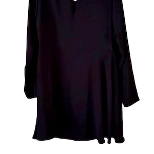 FREE PEOPLE Vintage Y2K Black Beaded Rhinestone Long Sleeve Mini Dress Sz 12 NEW image 3