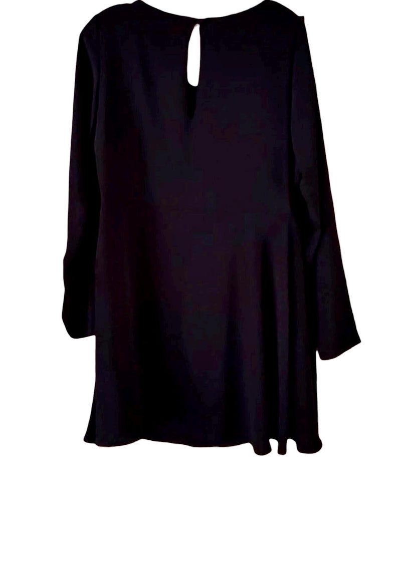FREE PEOPLE Vintage Y2K Black Beaded Rhinestone Long Sleeve Mini Dress Sz 12 NEW image 3