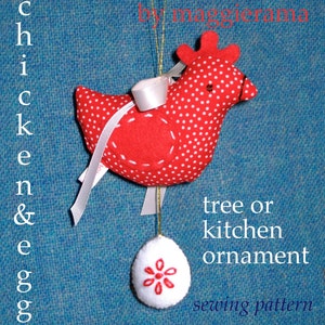 Chicken 'n Egg ornament sewing pattern INSTANT DOWNLOAD image 1
