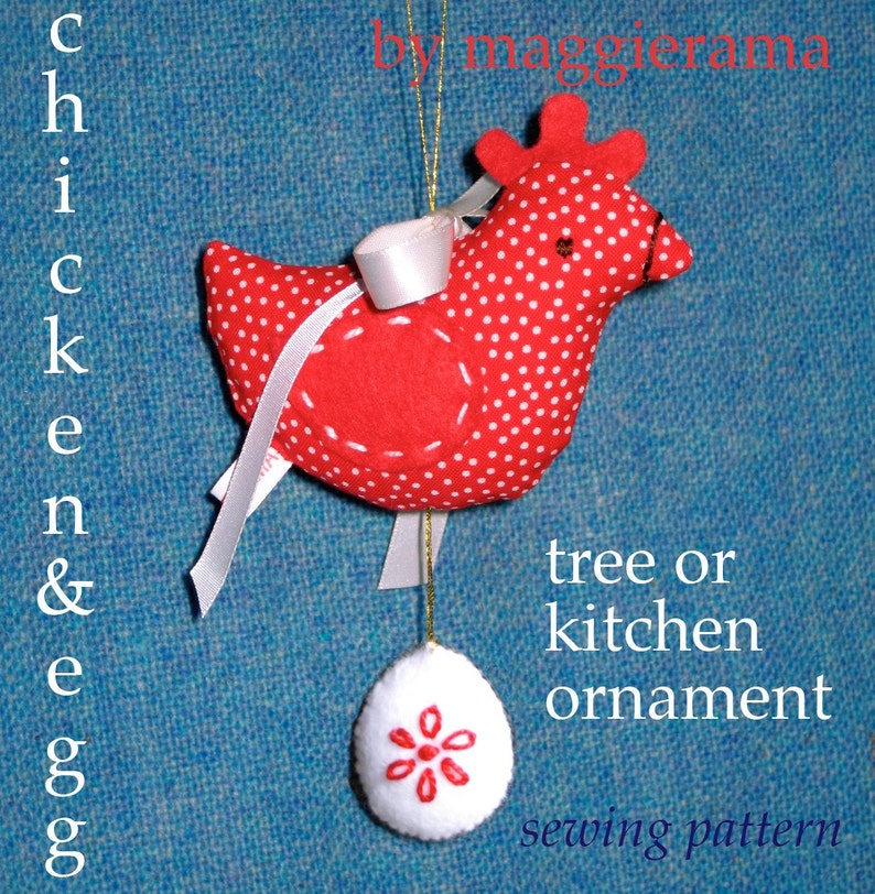 Chicken 'n Egg ornament sewing pattern INSTANT DOWNLOAD image 1