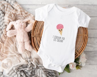 Premium baby bodysuit / baby romper made of organic cotton with a sweet ice cream motif