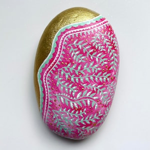 Hand Painted Rock, Painted Stone Art, Nature Art, Original Gift, Unique Painted Pebble