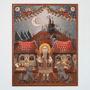 Art Print Titled saint Andrew's Night by Ana Dragan, Folk Art Print