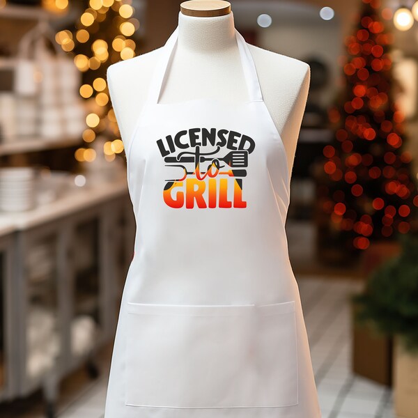 Licensed To Grill Apron, Licensed Grill Master Apron, Grill Certification Apron, Father Birthday Apron Gift, Stand Back Dad Is Today's Chef