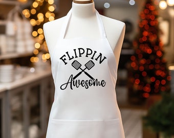 Flippin Awesome Apron, Grilling Cover Up Apron, Kitchen Accessor, Daddy Celebrating Day Apron Gift Ideas, Dad BBQ Party Apron, Food Lovers