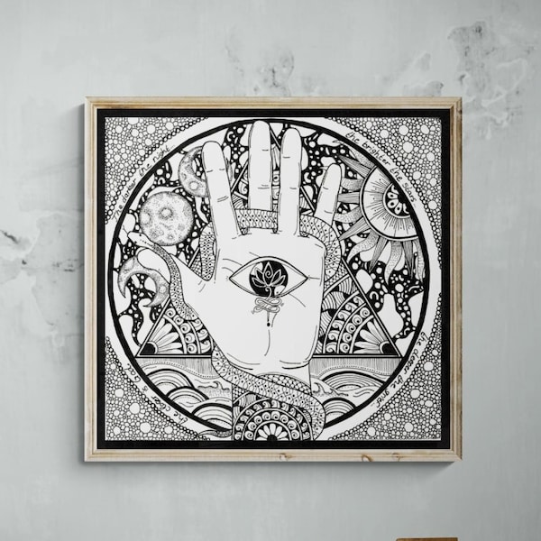 Mandala Wandbild, Spirituelles Poster, cosmic magic Art, Universum Kosmos, Druckbar, Digitaler Download vom Originalbild