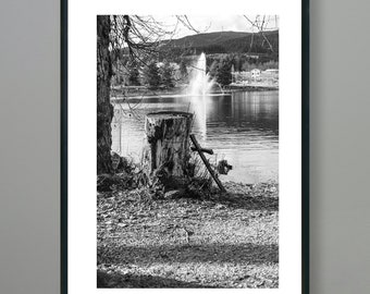 Wooden Cross by the Lake | Analogue Photography | 35mm Film | Vintage Wall Decor | Black & White