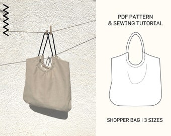 Schnittmuster + Anleitung Einkaufstasche | Größen Medium+ Large + X-Large | Schulter Tasche | PDF Schnittmuster | Shopper | Nähanleitung