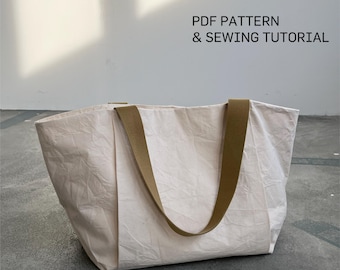 Simple Tote Bag Sewing Pattern | One Size | Instant Download | Digital PDF | Women's Shopper Bag | Shopping Bag Sewing Gift