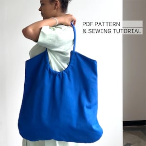 Patrón e instrucciones para bolsa de compras | Tallas M, G y XL | Bolso de hombro | Patrón en PDF | Bolso de compras | Instrucciones de costura
