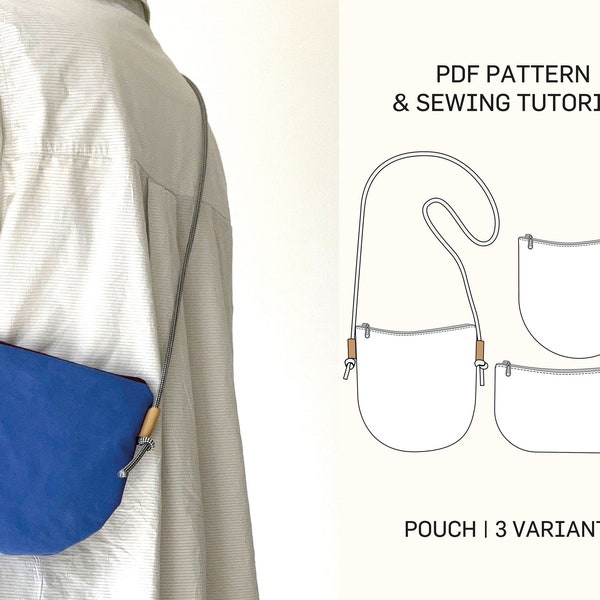 Pochette de lune | Modèle de couture PDF | petit sac à bandoulière | Sac cosmétique | Patron de couture 3 variantes | Pochette zippée