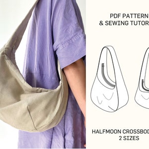 Crossbody bag pattern | 2 sizes | Shoulder bag | Half moon bag pattern | Ladies shoulder bag pattern PDF