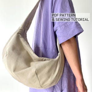 Crossbody bag pattern | 2 sizes | Shoulder bag pattern | Half-moon bag pattern | Women&#39;s shoulder bag pattern PDF