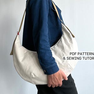 Halbmond Tasche Schnittmuster PDF | Damen Schultertasche   | Digitales Schnittmuster A0, A4 & US-Letter | Anleitung Deutsch und Englisch