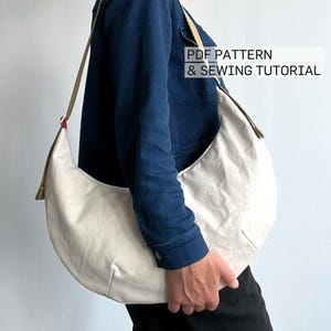 Patrón de costura para bolso de media luna en PDF | Bolso de hombro para mujer | Patrón de costura digital en tamaños A0, A4 y carta | Instrucciones en alemán e inglés