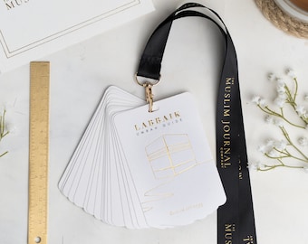 Labbaik Umrah Dua Cards With Black Lanyard | The Muslim Journal Company