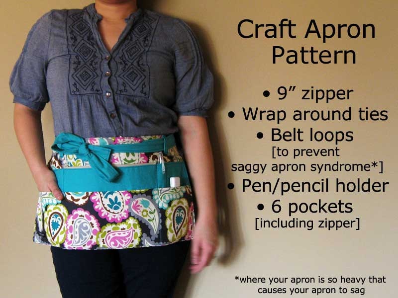 Instant Download: Craft Show Apron Vendor Show Apron Half with Zipper Pattern as seen on BH&G DIY magazine