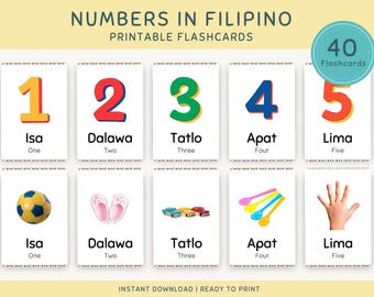 Schede didattiche stampabili con numeri filippini per bambini piccoli e ragazzi, schede didattiche per contare 123, decorazioni per l'aula dell'asilo, istruzione parentale e Montessori