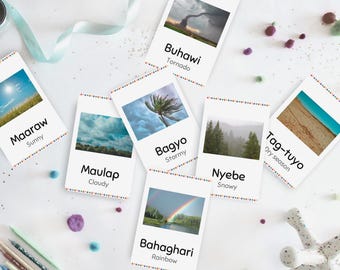 Schede didattiche stampabili sul meteo filippino per bambini piccoli e ragazzi, stagioni e clima, schede didattiche per la scuola materna, Montessori, istruzione parentale