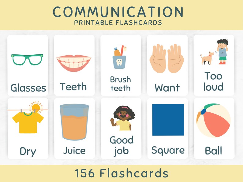Printable Communication Flashcards for Toddlers, Kids & Adults Autism ...
