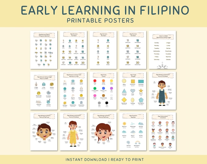 Filipino Printable Flashcards for Toddlers and Kids | Learn Tagalog ...